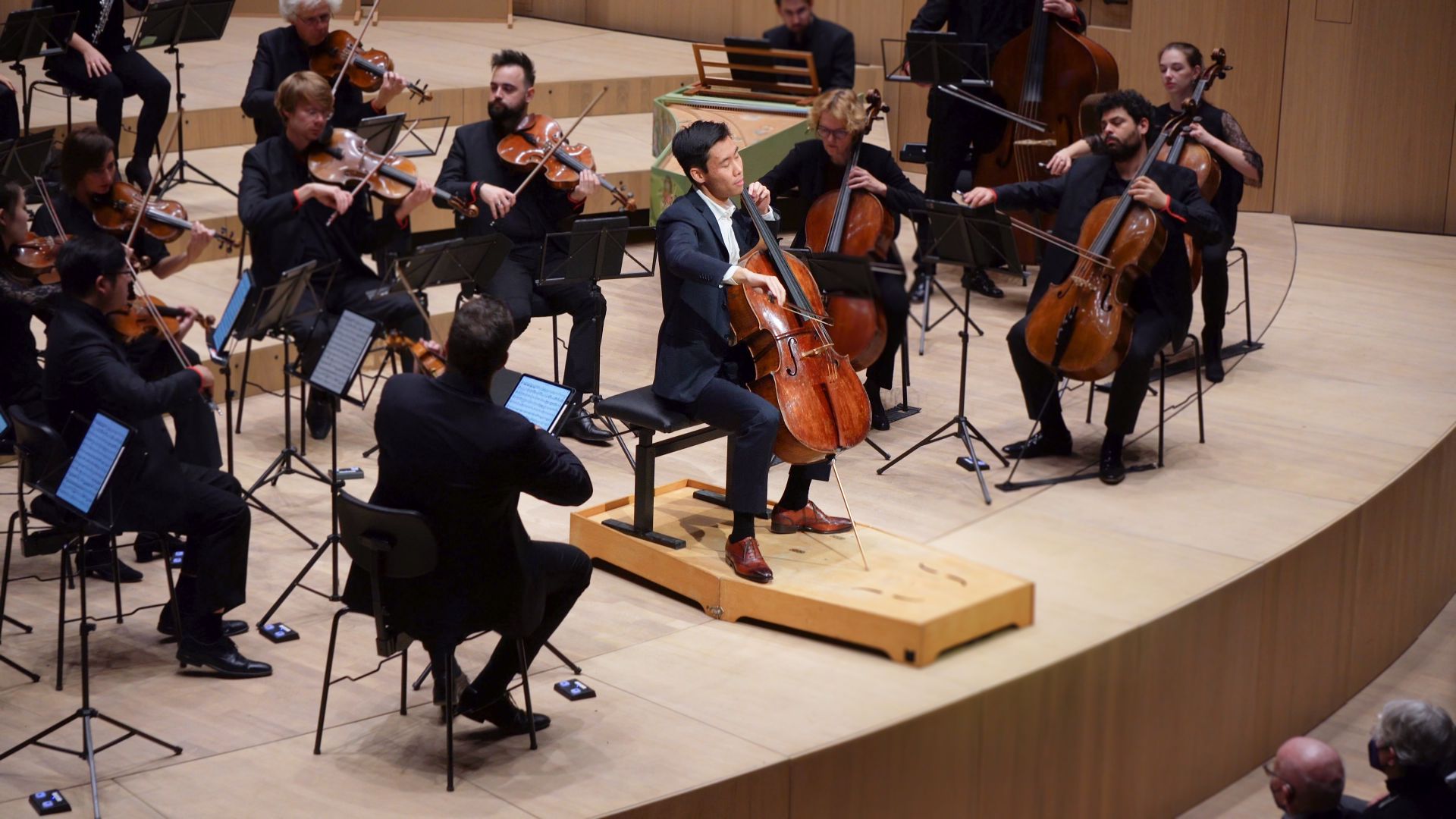 Michael Song performing with orchestra at the Casals Forum